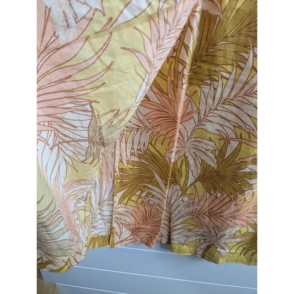 Tahari Womens 100%‎ Linen Flax Floral Midi Wrap Skirt sz M Multicolor Tropical